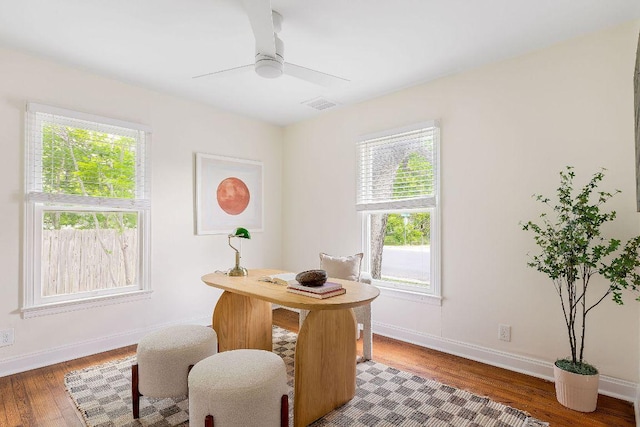 1200 Cullen Ave Unit B, Austin, TX 78757 - home office with plenty of natural light, a ceiling fan, and wood finished floors