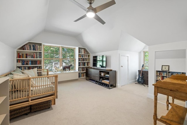 9401 Winchester Rd, Austin, TX 78733 - bedroom with carpet floors, multiple windows, and lofted ceiling
