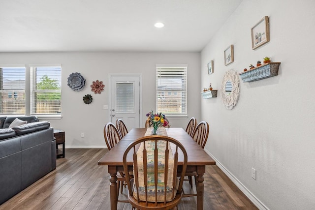 337 Akumal St, Leander, TX 78641 - dining space with wood finished floors, healthy amount of natural light, baseboards, and recessed lighting