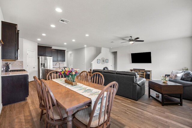 337 Akumal St, Leander, TX 78641 - dining area featuring recessed lighting, light wood-style floors, and a ceiling fan
