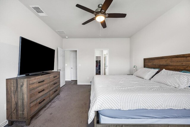 337 Akumal St, Leander, TX 78641 - bedroom featuring carpet floors, a spacious closet, baseboards, a ceiling fan, and a closet