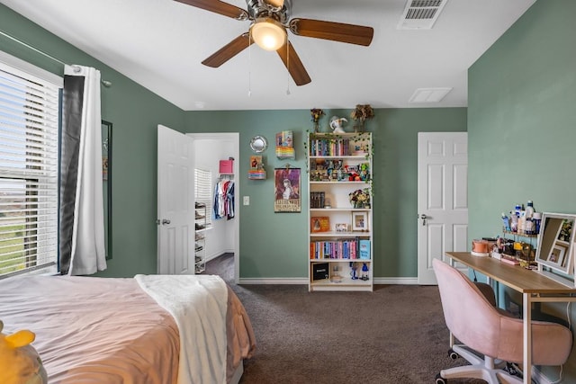 337 Akumal St, Leander, TX 78641 - bedroom featuring multiple windows, carpet, an office area, and ceiling fan