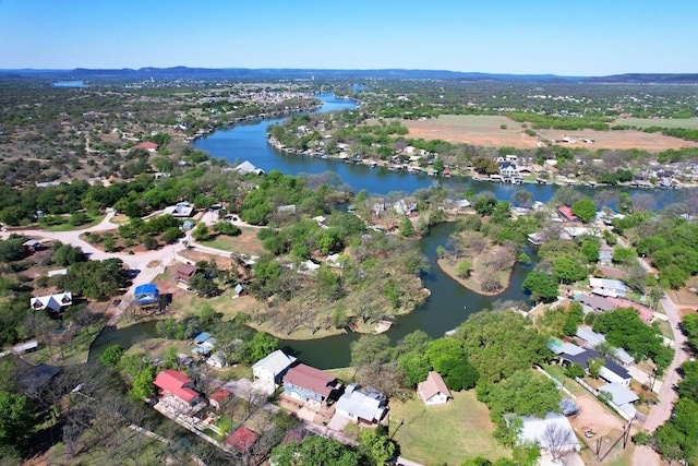 1318 Contour Dr, Burnet, TX 78611 - aerial overview of property's location featuring a nearby body of water and nearby suburban area