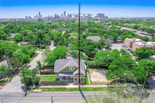 bird's eye view with a city view