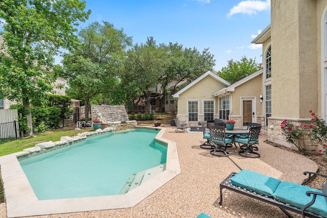 2128 Hilton Head Dr, Round Rock, TX 78664 - view of swimming pool featuring a patio and a fenced backyard