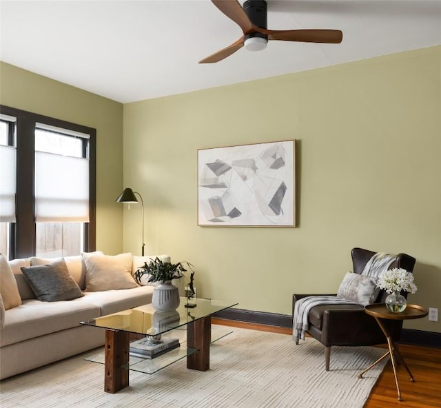 1709 Bouldin Ave, Austin, TX 78704 - living room featuring wood finished floors and ceiling fan
