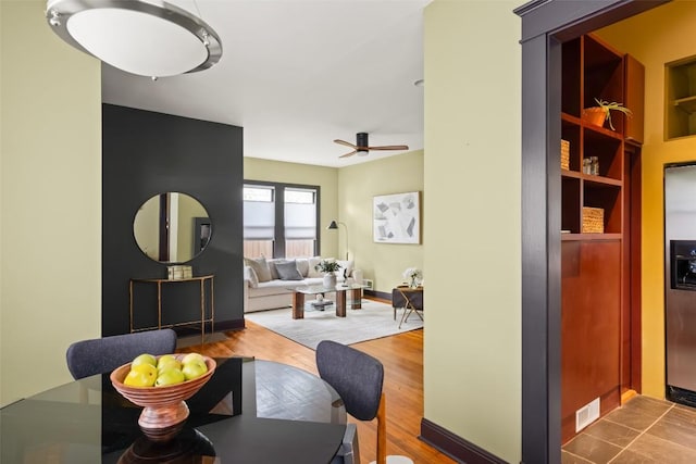 1709 Bouldin Ave, Austin, TX 78704 - dining room with a ceiling fan and baseboards