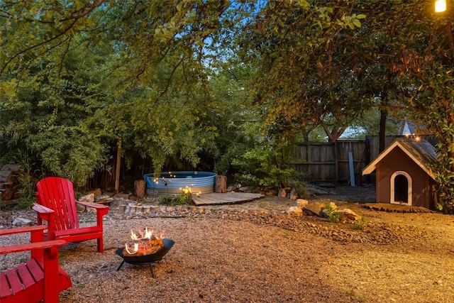 1709 Bouldin Ave, Austin, TX 78704 - view of yard featuring an outdoor fire pit and a hot tub