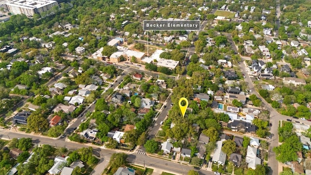 1709 Bouldin Ave, Austin, TX 78704 - aerial overview of property's location with nearby suburban area