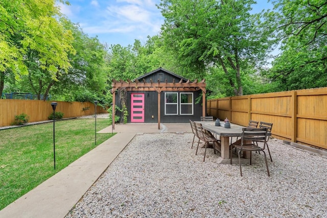 5602 Joe Sayers Ave, Austin, TX 78756 - fenced backyard with a pergola and a patio area