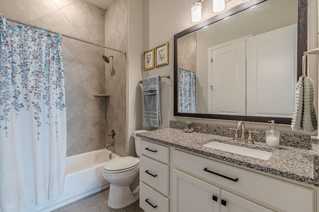 513 Freeing Oak St, San Marcos, TX 78666 - full bathroom with vanity, shower / tub combo, and toilet