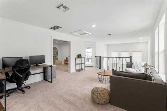 7913 Edmondson Bnd, Austin, TX 78744 - carpeted office space featuring attic access and recessed lighting