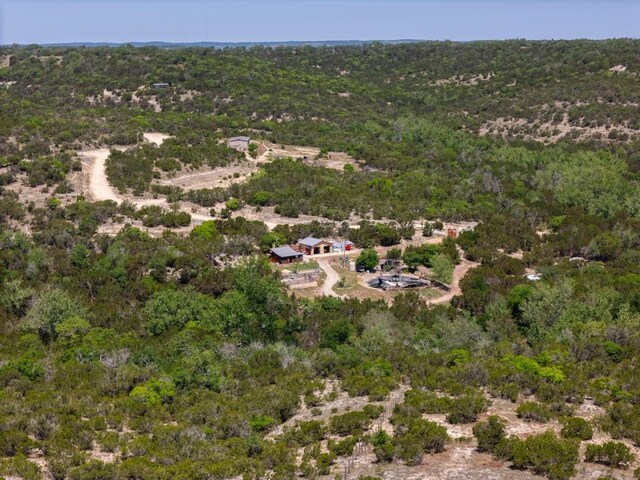 aerial view featuring a forest view