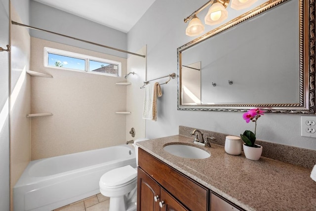 full bathroom featuring toilet, vanity, and shower / bathing tub combination