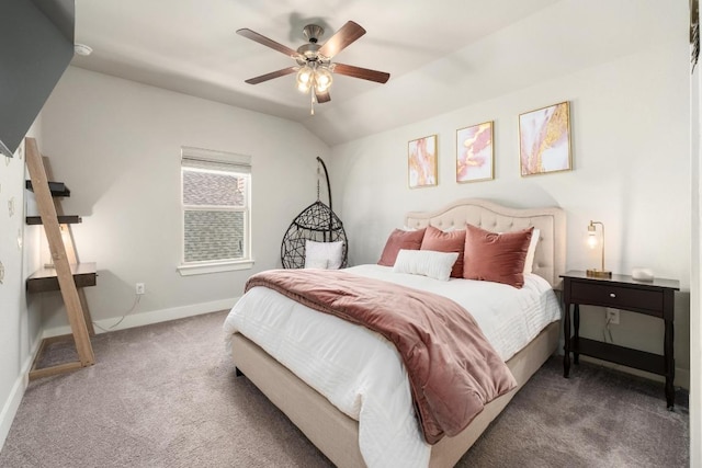 20401 Great Egret Ln, Pflugerville, TX 78660 - bedroom featuring carpet floors, a ceiling fan, and lofted ceiling