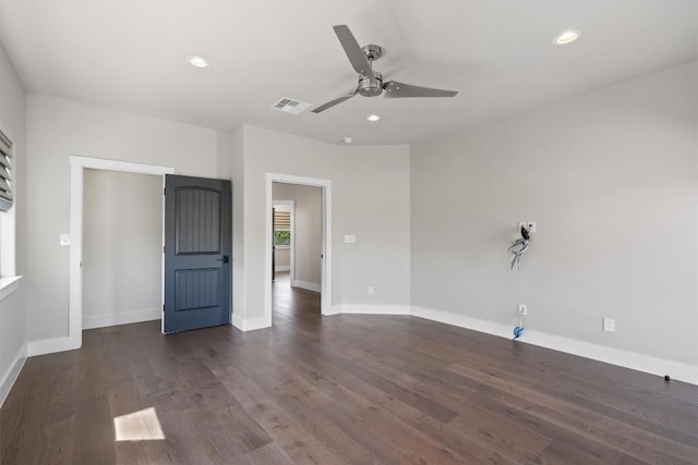 8 Cove Creek Ln, Austin, TX 78738 - empty room with ceiling fan, recessed lighting, and dark wood-type flooring