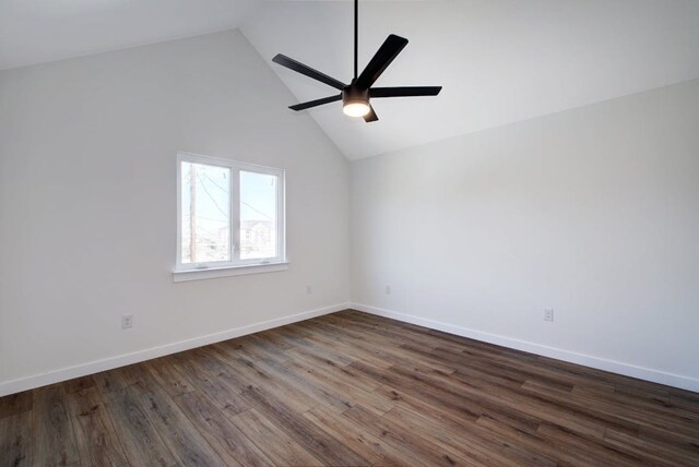 407 Delmar Ave Unit A, Austin, TX 78752 - spare room featuring vaulted ceiling, a ceiling fan, and dark wood-style floors