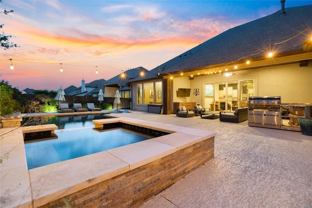 2500 Yuma Trl, Leander, TX 78641 - view of pool featuring a patio, an outdoor living space, a hot tub, and area for grilling