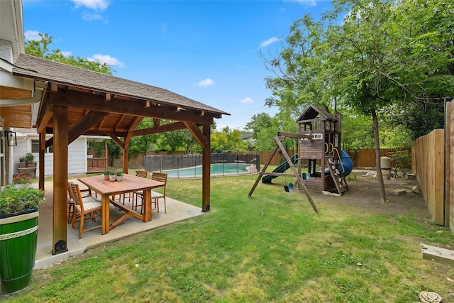 6905 Drexel Dr, Austin, TX 78723 - view of yard with a playground, a patio, and a gazebo