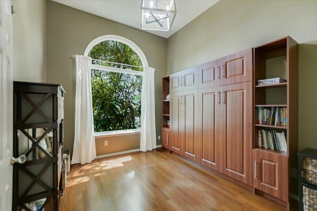 foyer with light wood-type flooring