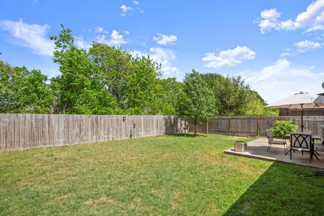 view of yard featuring a fenced backyard and a patio