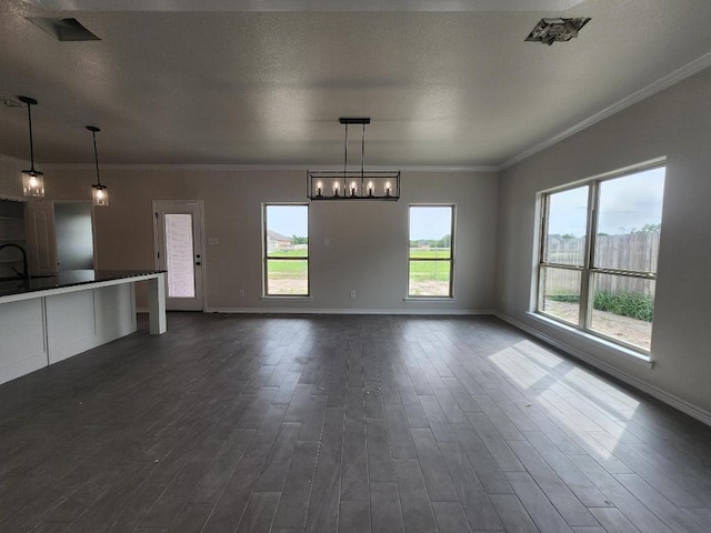 701 Eagle Claw Dr, Salado, TX 76571 - interior space with baseboards, a wealth of natural light, dark wood-type flooring, and crown molding