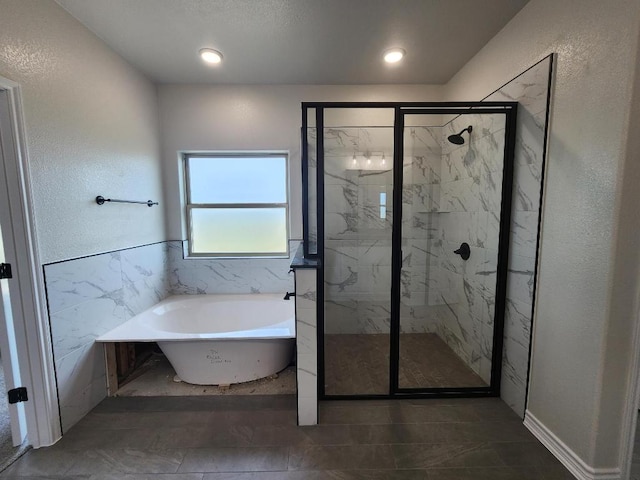 701 Eagle Claw Dr, Salado, TX 76571 - full bathroom with a soaking tub and a marble finish shower