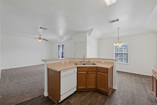 3201 El Salido Pkwy Bldg E, Cedar Park, TX 78613 - kitchen featuring light countertops, dishwasher, visible vents, and a sink