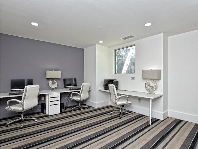 1900 Barton Springs Rd Unit 3007, Austin, TX 78704 - home office with built in desk, baseboards, and recessed lighting
