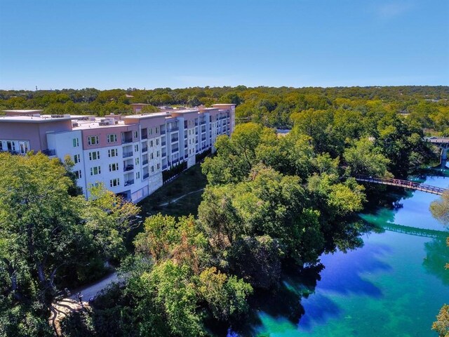 1900 Barton Springs Rd Unit 3007, Austin, TX 78704 - bird's eye view of a large body of water, a notable bridge, and a forest