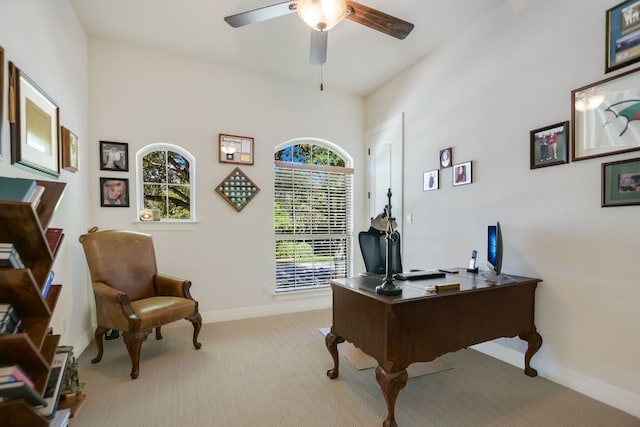300 Horseback Holw, Austin, TX 78732 - office area featuring carpet and ceiling fan