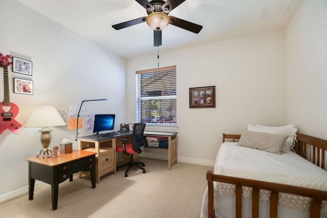 300 Horseback Holw, Austin, TX 78732 - bedroom featuring light colored carpet, an office area, and ceiling fan