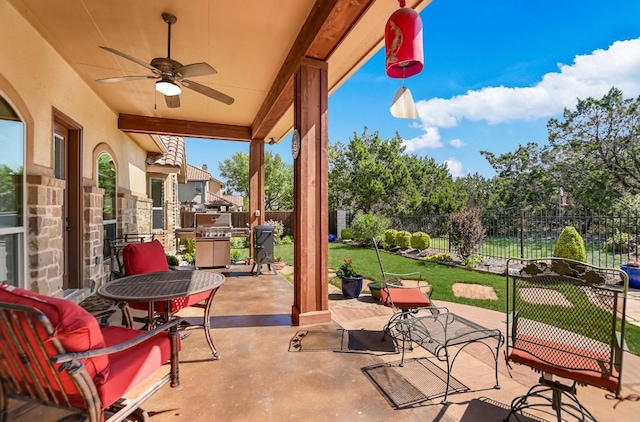 300 Horseback Holw, Austin, TX 78732 - fenced backyard featuring a ceiling fan and a patio area