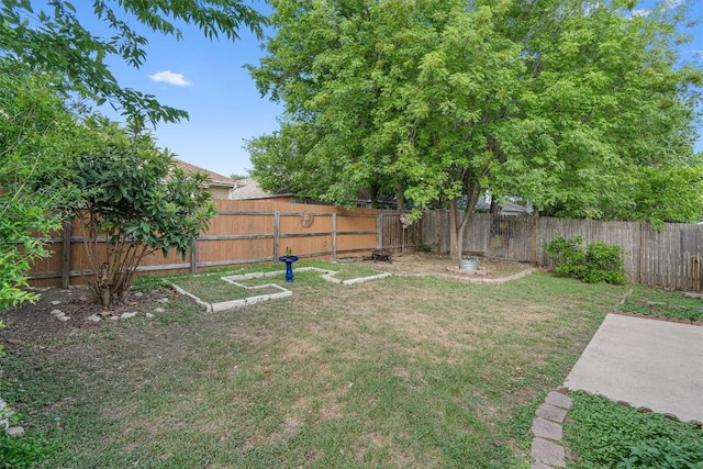 view of yard with a fenced backyard