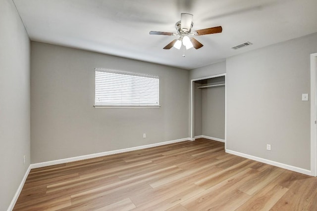 6603 Krollton Dr, Austin, TX 78745 - unfurnished bedroom with light wood-style flooring, a closet, and a ceiling fan
