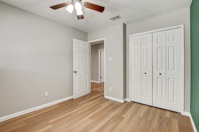6603 Krollton Dr, Austin, TX 78745 - unfurnished bedroom with light wood finished floors, baseboards, a closet, and ceiling fan
