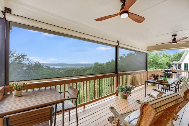 20718 Camel Back St, Lago Vista, TX 78645 - sunroom / solarium featuring a ceiling fan and outdoor dining space