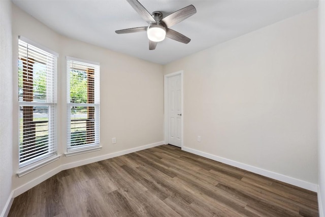 11932 Shropshire Blvd, Austin, TX 78753 - unfurnished room featuring wood finished floors, baseboards, and a ceiling fan