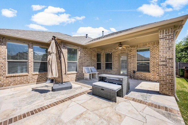 view of patio with a ceiling fan