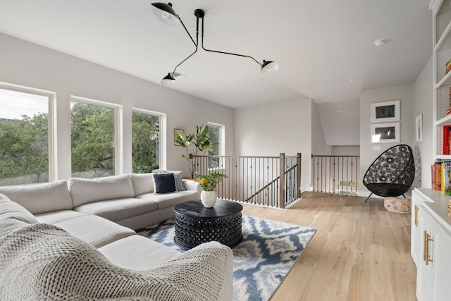 living room with light wood finished floors
