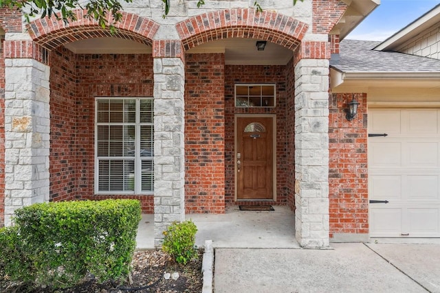 1124 Dyer Creek Pl, Round Rock, TX 78665 - entrance to property with a garage, brick siding, and stone siding