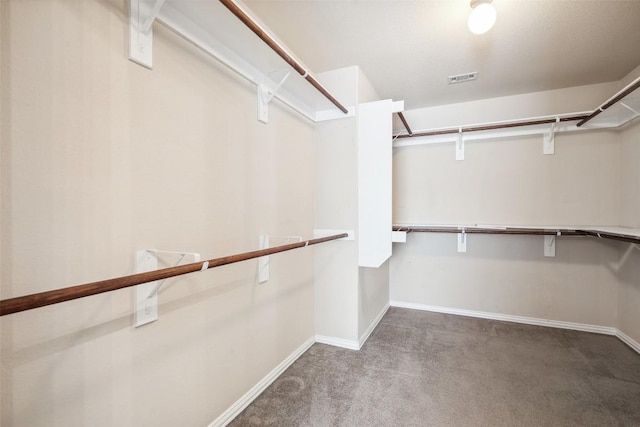 spacious closet with carpet floors and visible vents