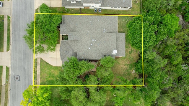 view from above of property with property parcel outlined