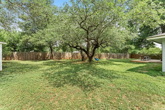 view of yard with a fenced backyard