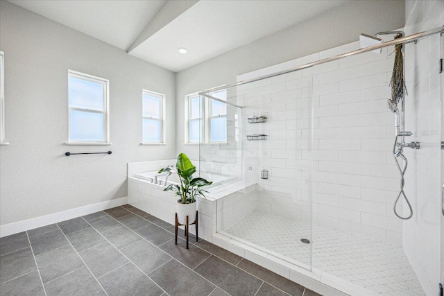 6229 Florencia Ln, Austin, TX 78724 - bathroom with a shower stall, a garden tub, tile patterned flooring, and recessed lighting