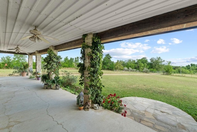 view of patio with a ceiling fan