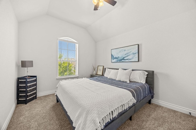5609 Traviston Ct, Austin, TX 78738 - carpeted bedroom with vaulted ceiling and ceiling fan