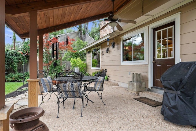 4101 Galacia Dr, Austin, TX 78759 - view of patio with grilling area, outdoor dining space, and a ceiling fan