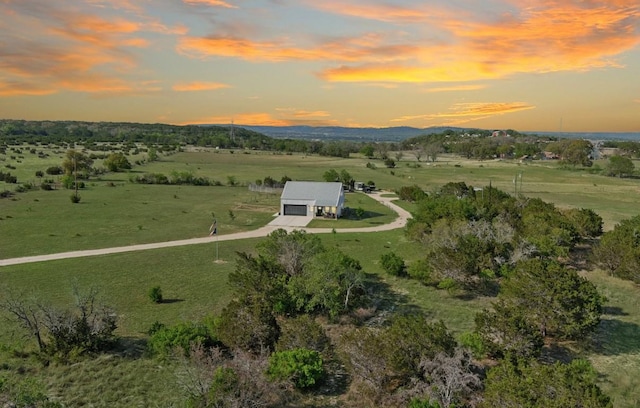 aerial view with a rural view