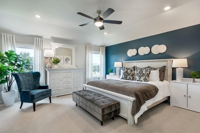 1100 Cole Estates Dr, Georgetown, TX 78628 - bedroom featuring recessed lighting, a ceiling fan, and carpet floors